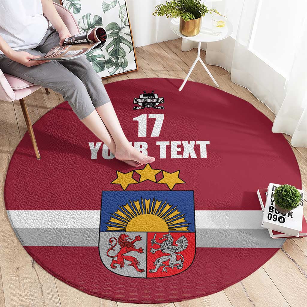 Custom Latvia Ice Hockey Champions Round Carpet Come on Latvija Red style