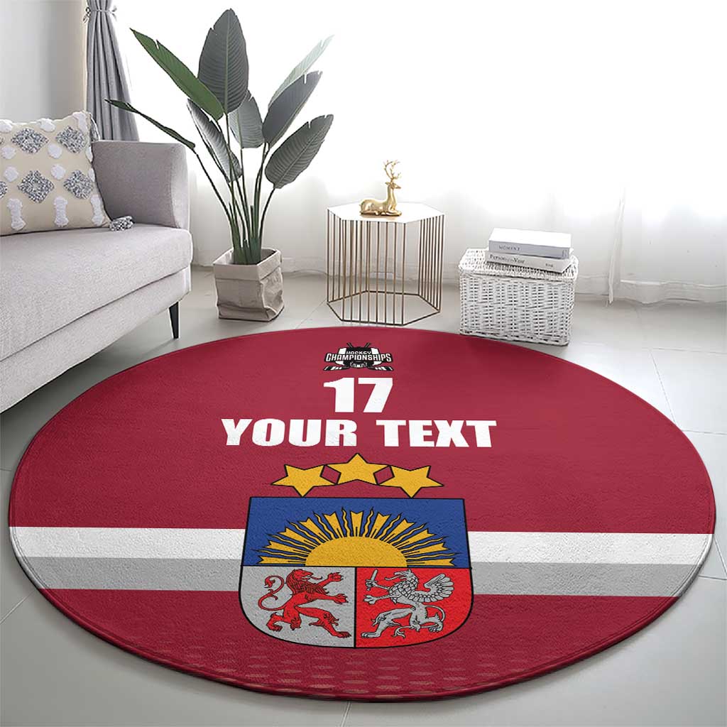 Custom Latvia Ice Hockey Champions Round Carpet Come on Latvija Red style