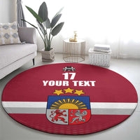 Custom Latvia Ice Hockey Champions Round Carpet Come on Latvija Red style