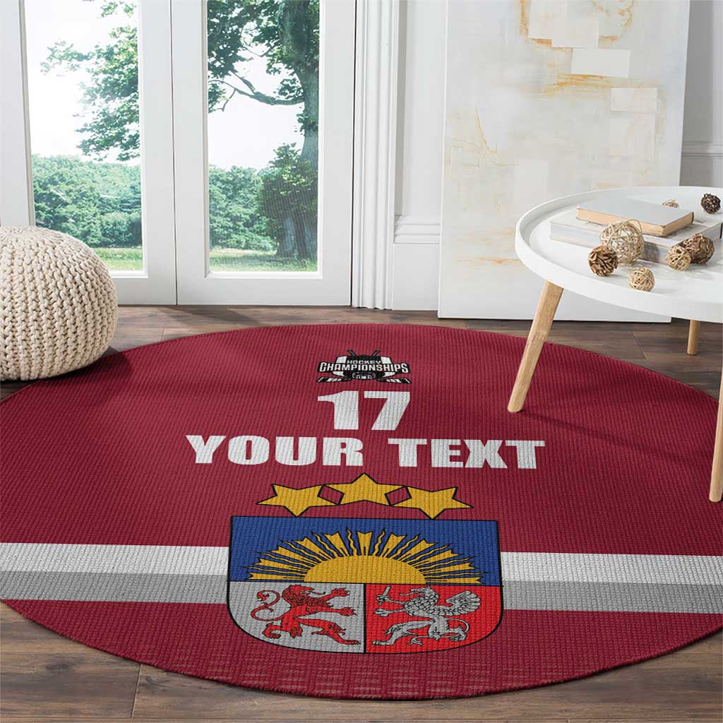 Custom Latvia Ice Hockey Champions Round Carpet Come on Latvija Red style