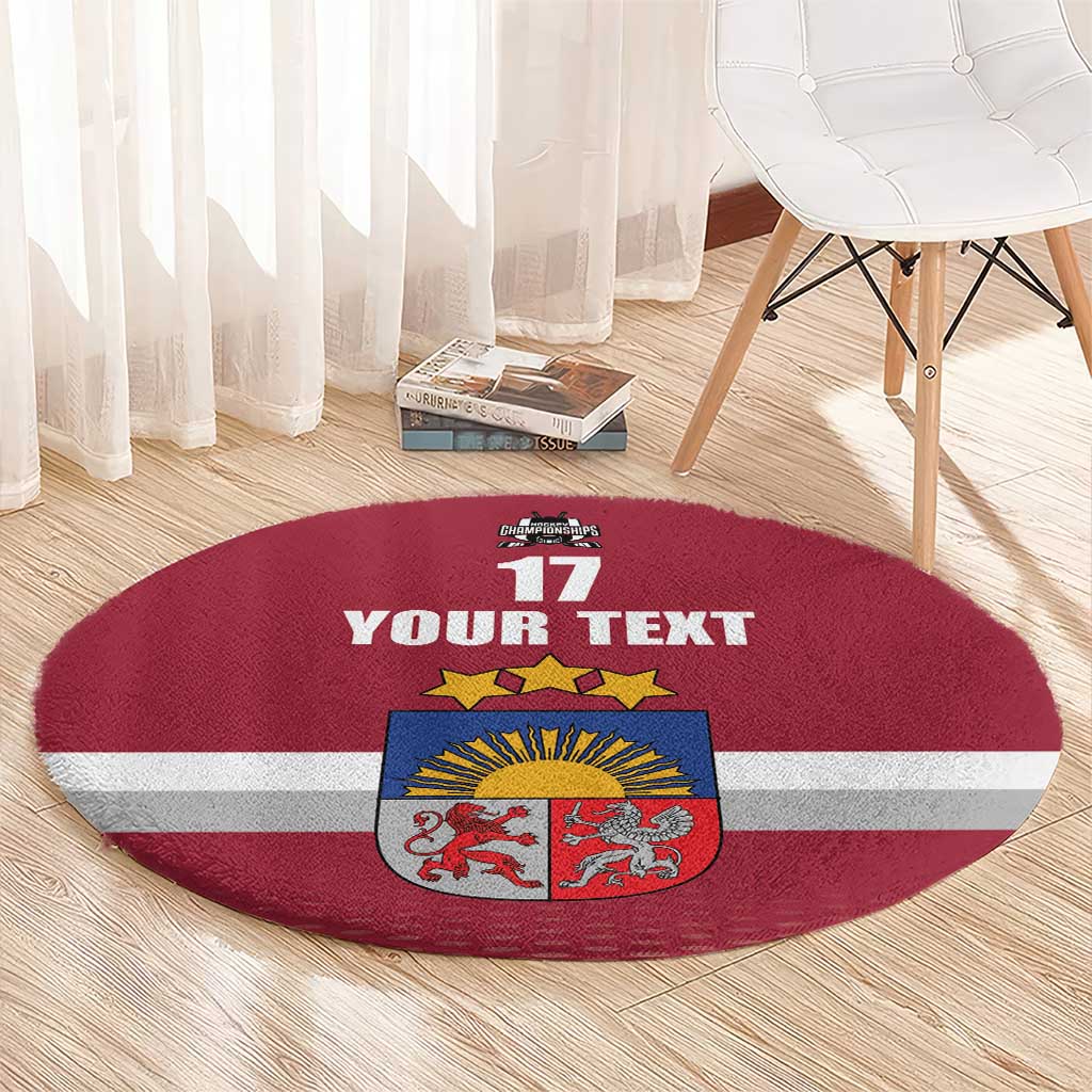 Custom Latvia Ice Hockey Champions Round Carpet Come on Latvija Red style