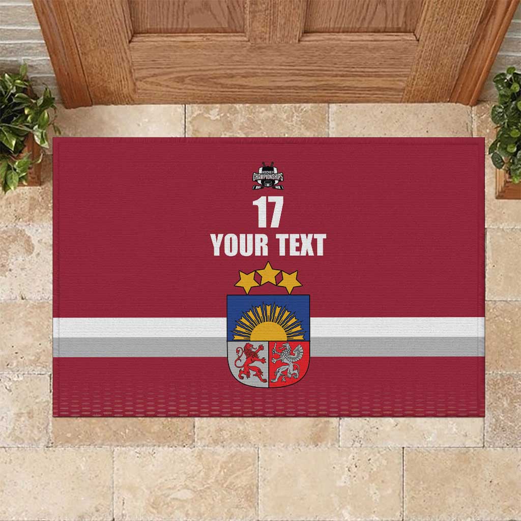 Custom Latvia Ice Hockey Champions Rubber Doormat Come on Latvija Red style