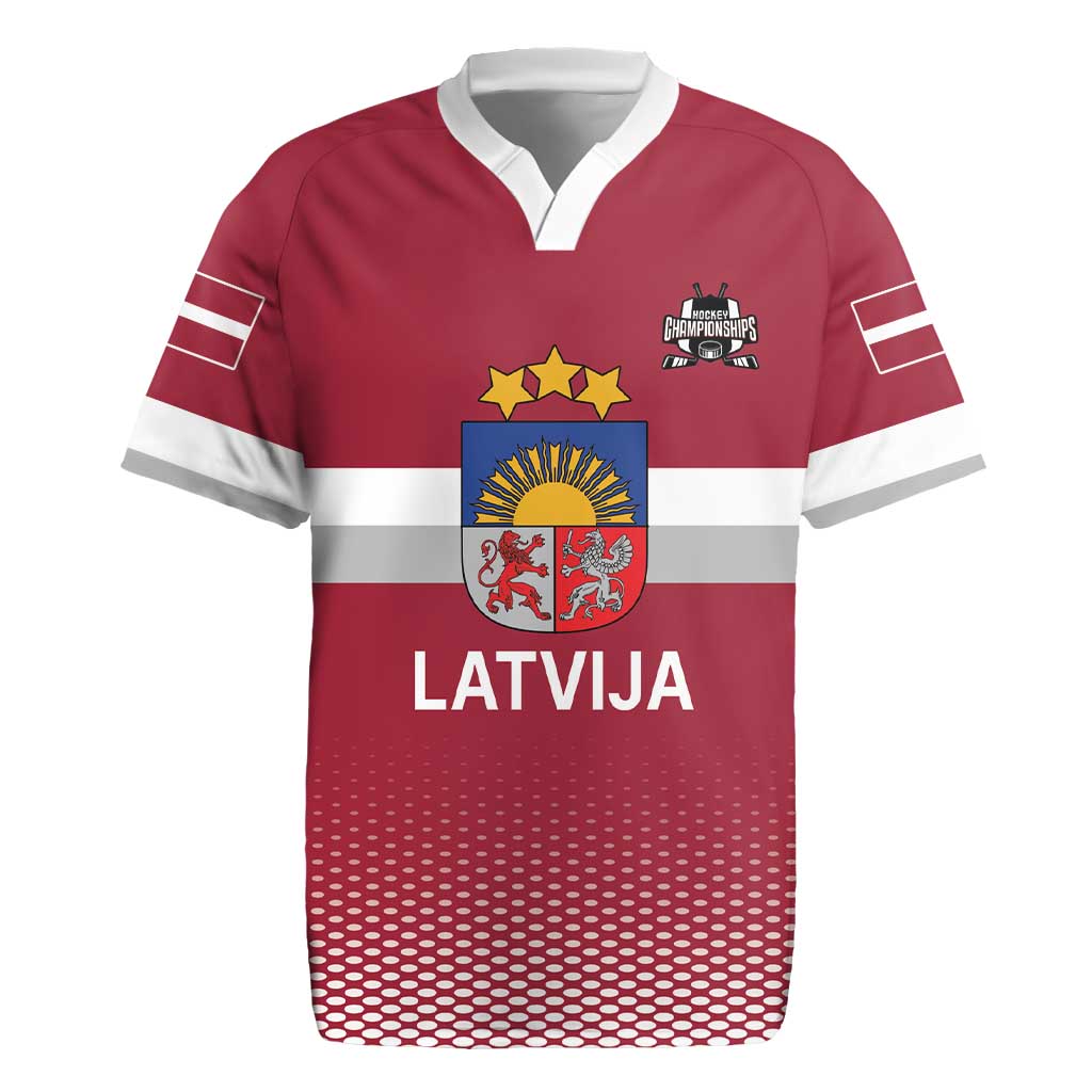 Custom Latvia Ice Hockey Champions Rugby Jersey Come on Latvija Red style