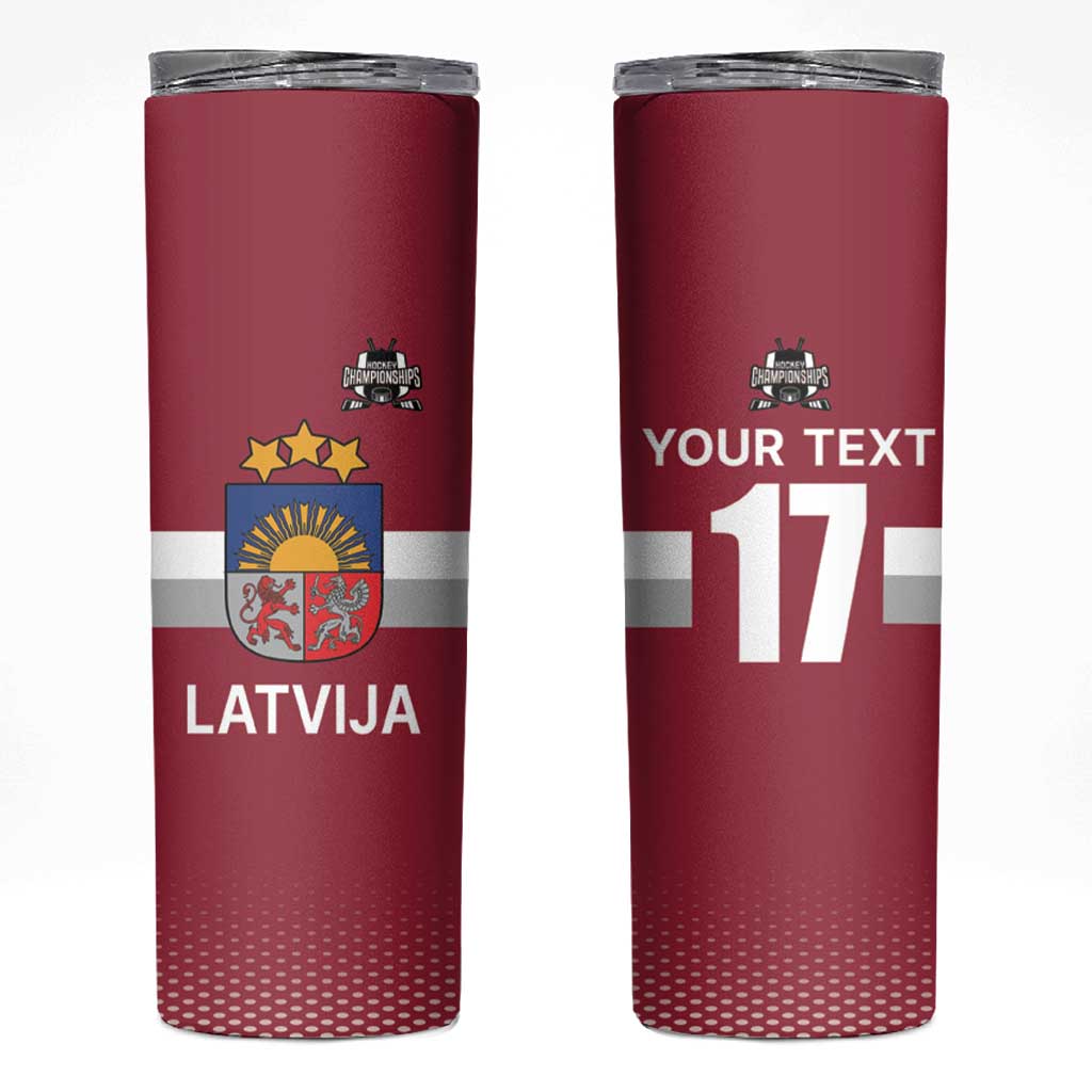Custom Latvia Ice Hockey Champions Skinny Tumbler Come on Latvija Red style