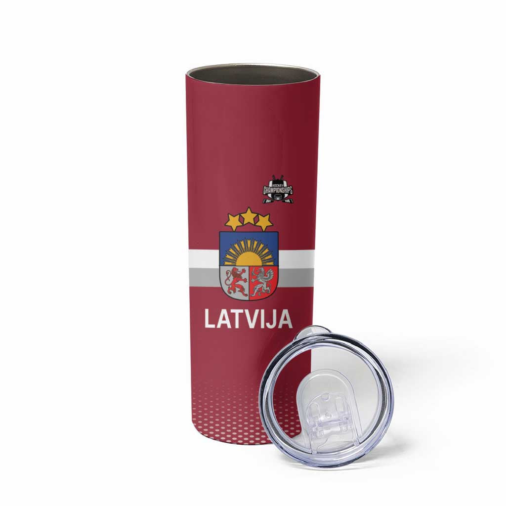 Custom Latvia Ice Hockey Champions Skinny Tumbler Come on Latvija Red style