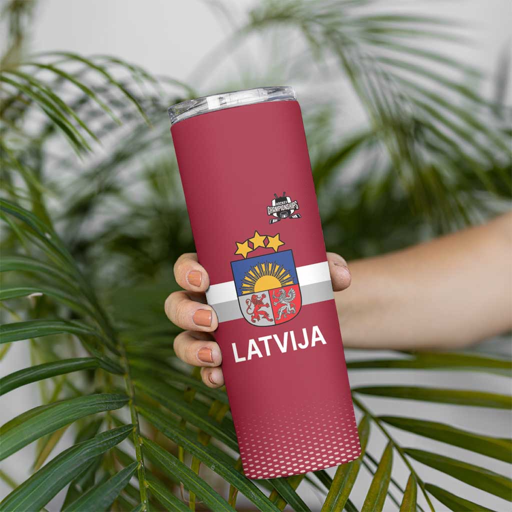 Custom Latvia Ice Hockey Champions Skinny Tumbler Come on Latvija Red style