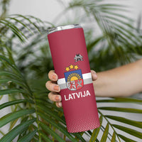 Custom Latvia Ice Hockey Champions Skinny Tumbler Come on Latvija Red style