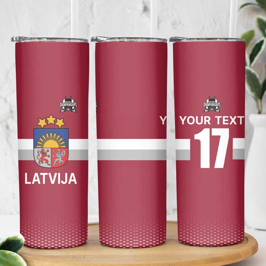 Custom Latvia Ice Hockey Champions Skinny Tumbler Come on Latvija Red style