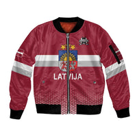 Custom Latvia Ice Hockey Champions Sleeve Zip Bomber Jacket Come on Latvija Red style