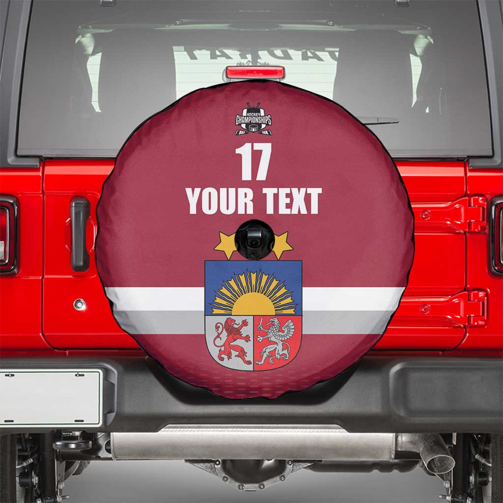 Custom Latvia Ice Hockey Champions Spare Tire Cover Come on Latvija Red style