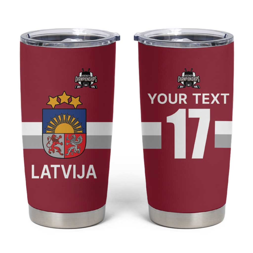 Custom Latvia Ice Hockey Champions Tumbler Cup Come on Latvija Red style