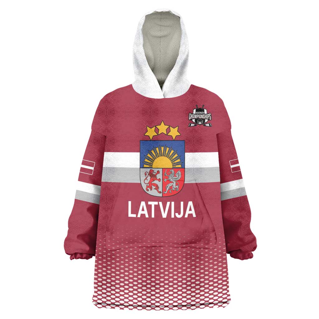Custom Latvia Ice Hockey Champions Wearable Blanket Hoodie Come on Latvija Red style