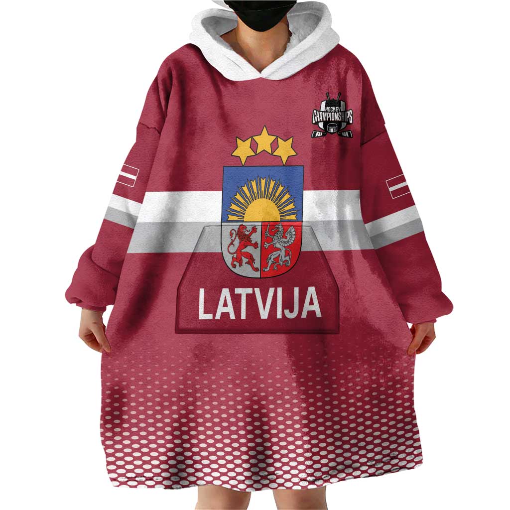 Custom Latvia Ice Hockey Champions Wearable Blanket Hoodie Come on Latvija Red style