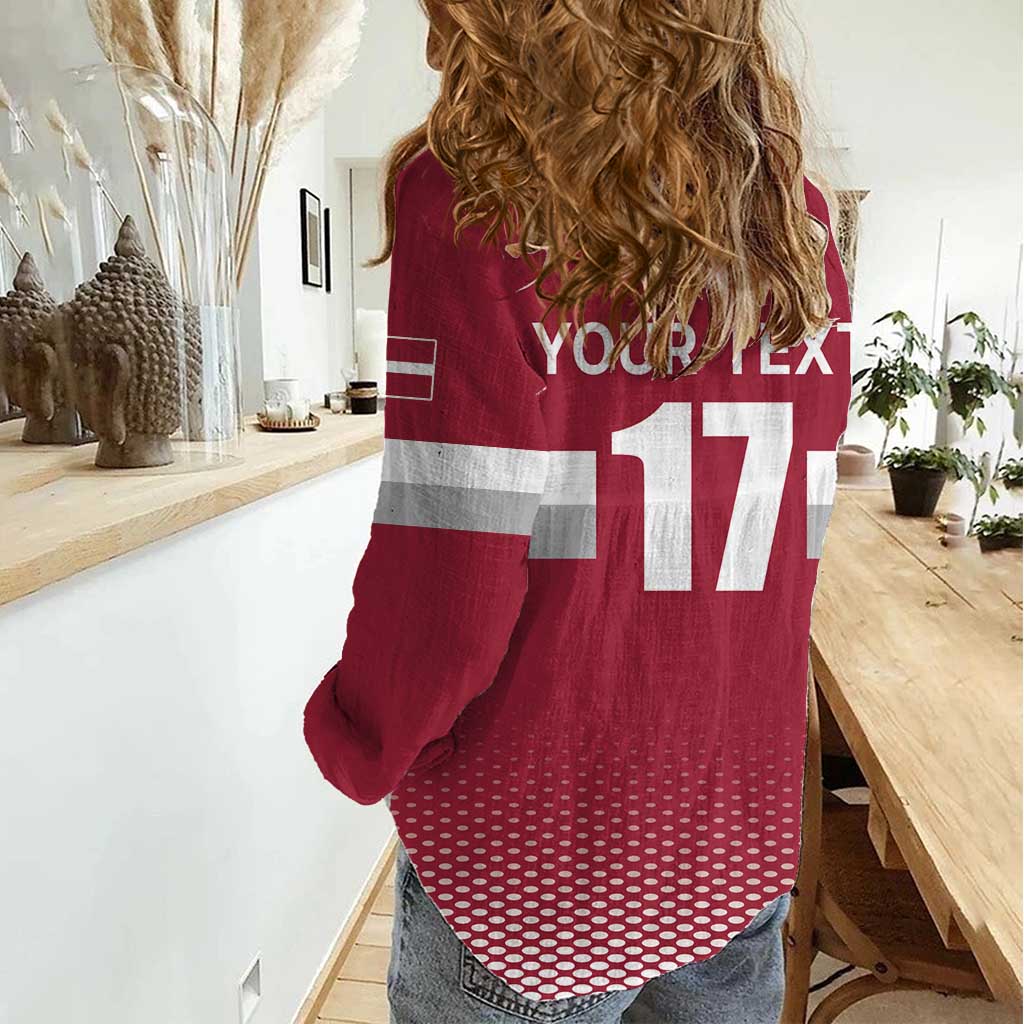 Custom Latvia Ice Hockey Champions Women Casual Shirt Come on Latvija Red style