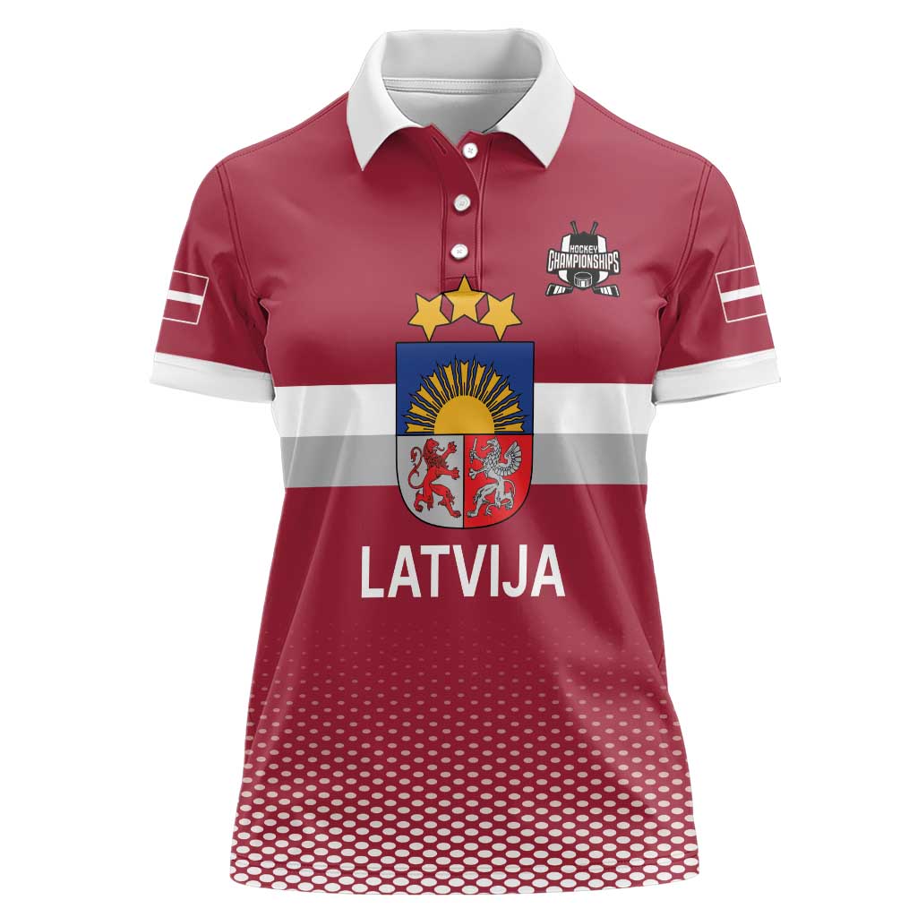 Custom Latvia Ice Hockey Champions Women Polo Shirt Come on Latvija Red style