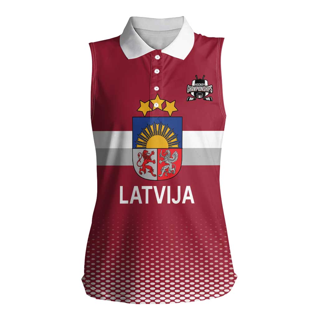 Custom Latvia Ice Hockey Champions Women Sleeveless Polo Shirt Come on Latvija Red style