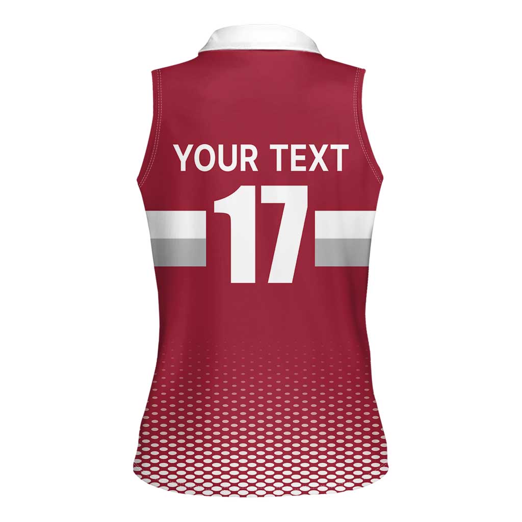 Custom Latvia Ice Hockey Champions Women Sleeveless Polo Shirt Come on Latvija Red style