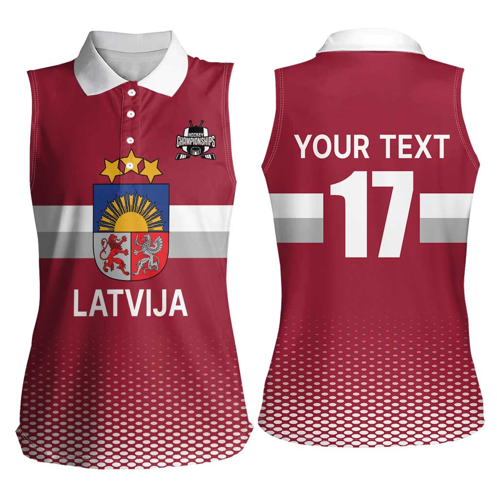 Custom Latvia Ice Hockey Champions Women Sleeveless Polo Shirt Come on Latvija Red style