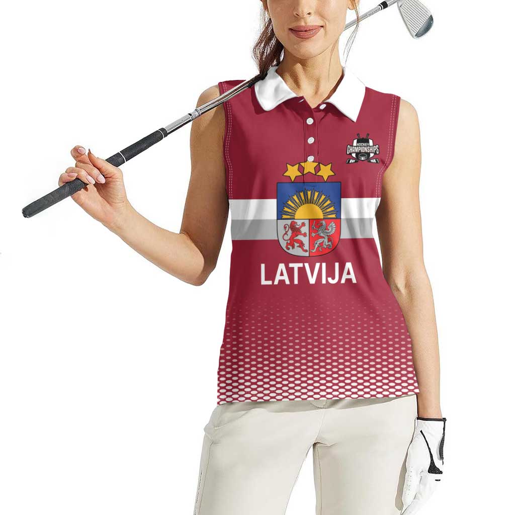 Custom Latvia Ice Hockey Champions Women Sleeveless Polo Shirt Come on Latvija Red style