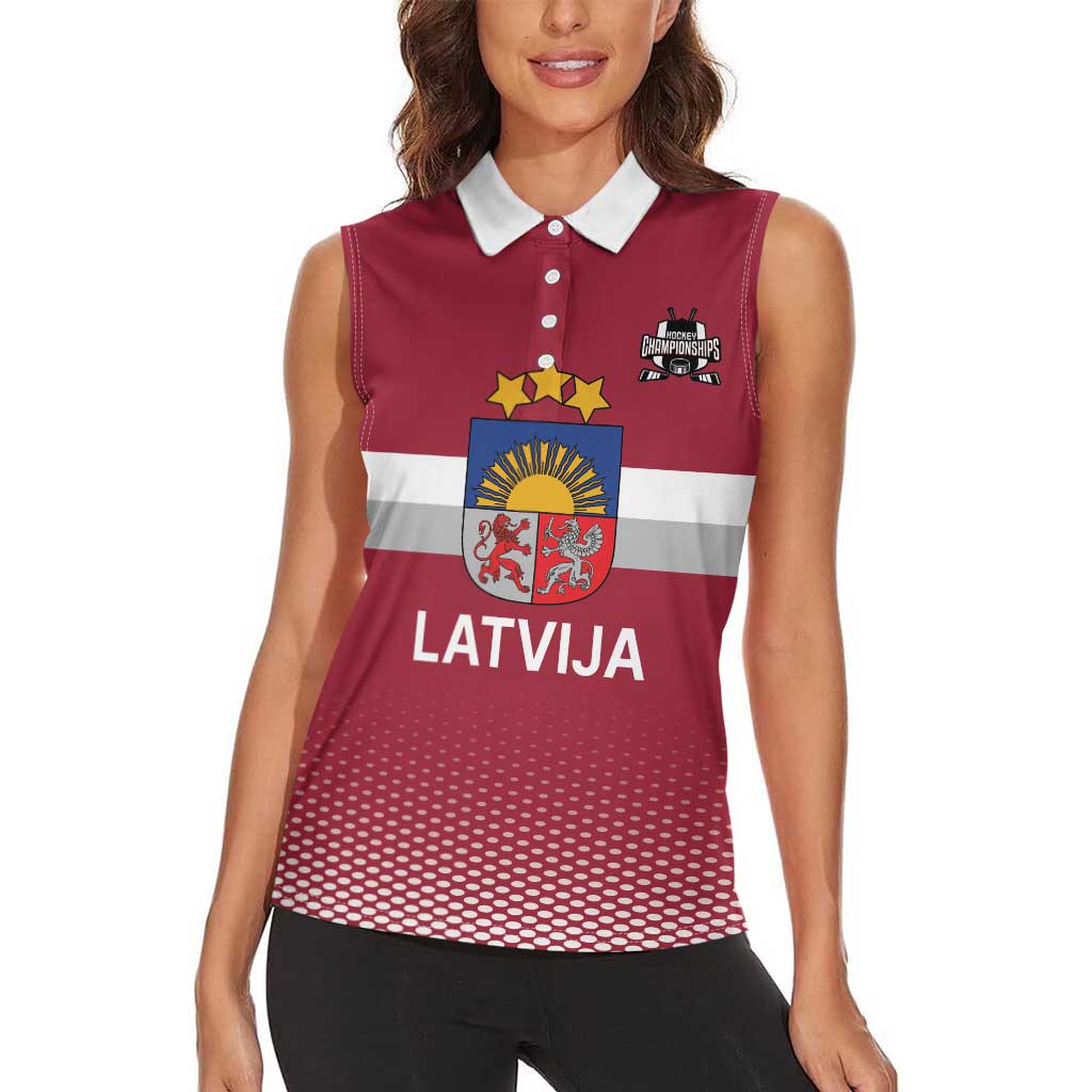Custom Latvia Ice Hockey Champions Women Sleeveless Polo Shirt Come on Latvija Red style