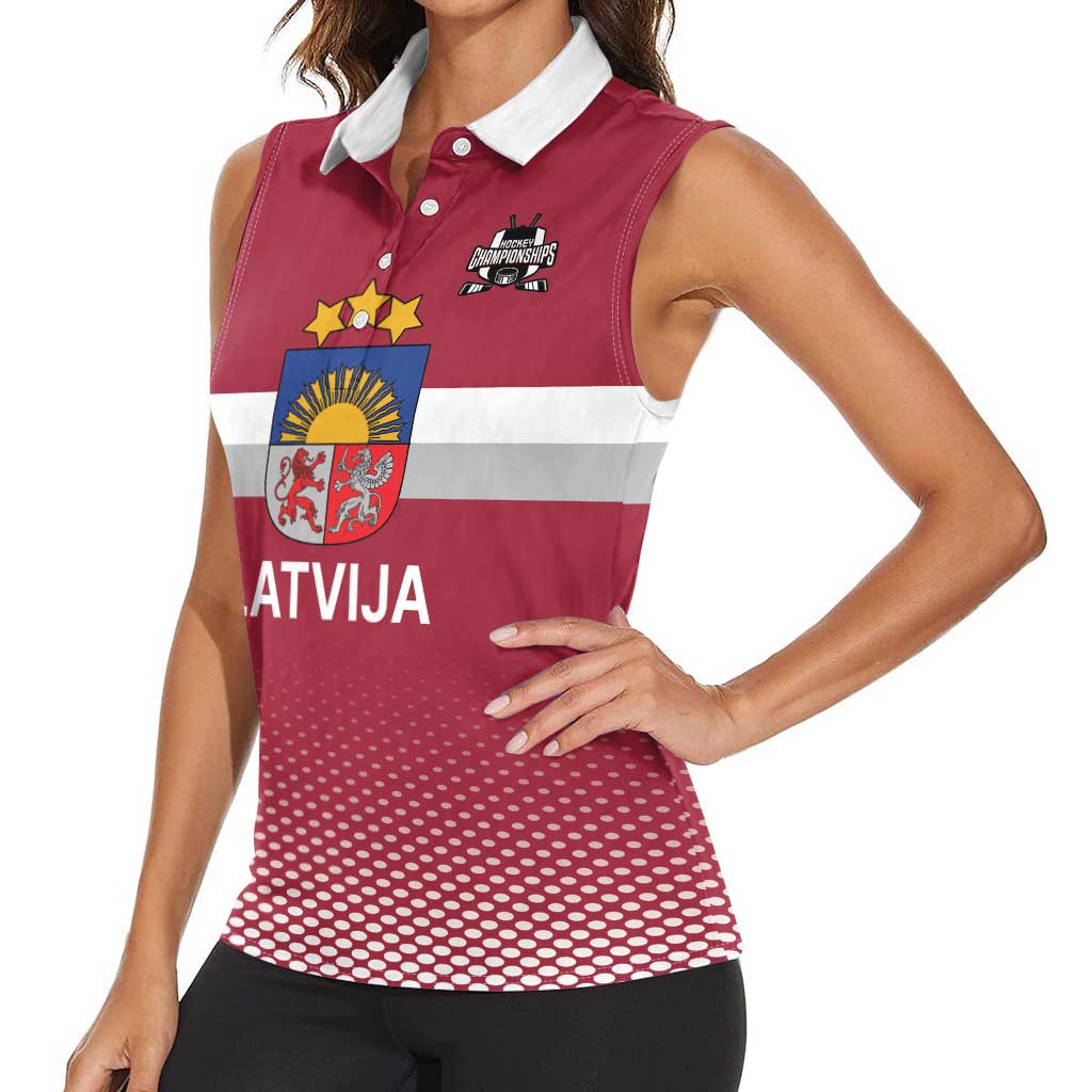 Custom Latvia Ice Hockey Champions Women Sleeveless Polo Shirt Come on Latvija Red style
