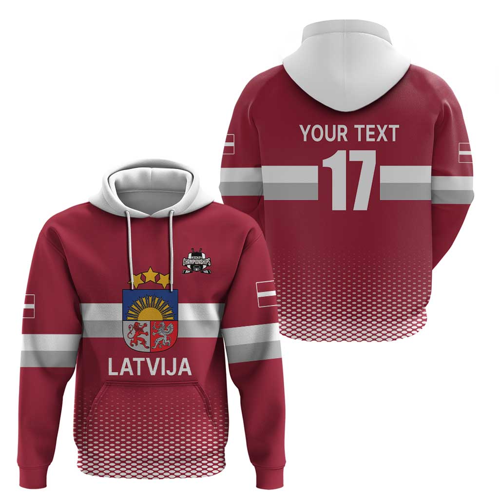 Custom Latvia Ice Hockey Champions Zip Hoodie Come on Latvija Red style