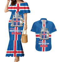 Iceland Icelandic National Day Couples Matching Mermaid Dress and Hawaiian Shirt Happy 81th Anniversary