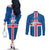 Iceland Icelandic National Day Couples Matching Off The Shoulder Long Sleeve Dress and Long Sleeve Button Shirt Happy 81th Anniversary