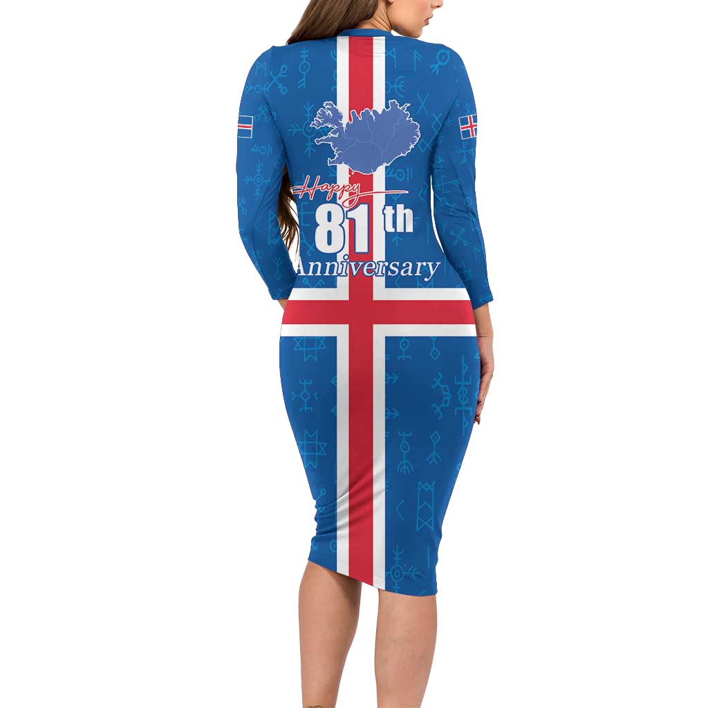 Iceland Icelandic National Day Family Matching Long Sleeve Bodycon Dress and Hawaiian Shirt Happy 81th Anniversary