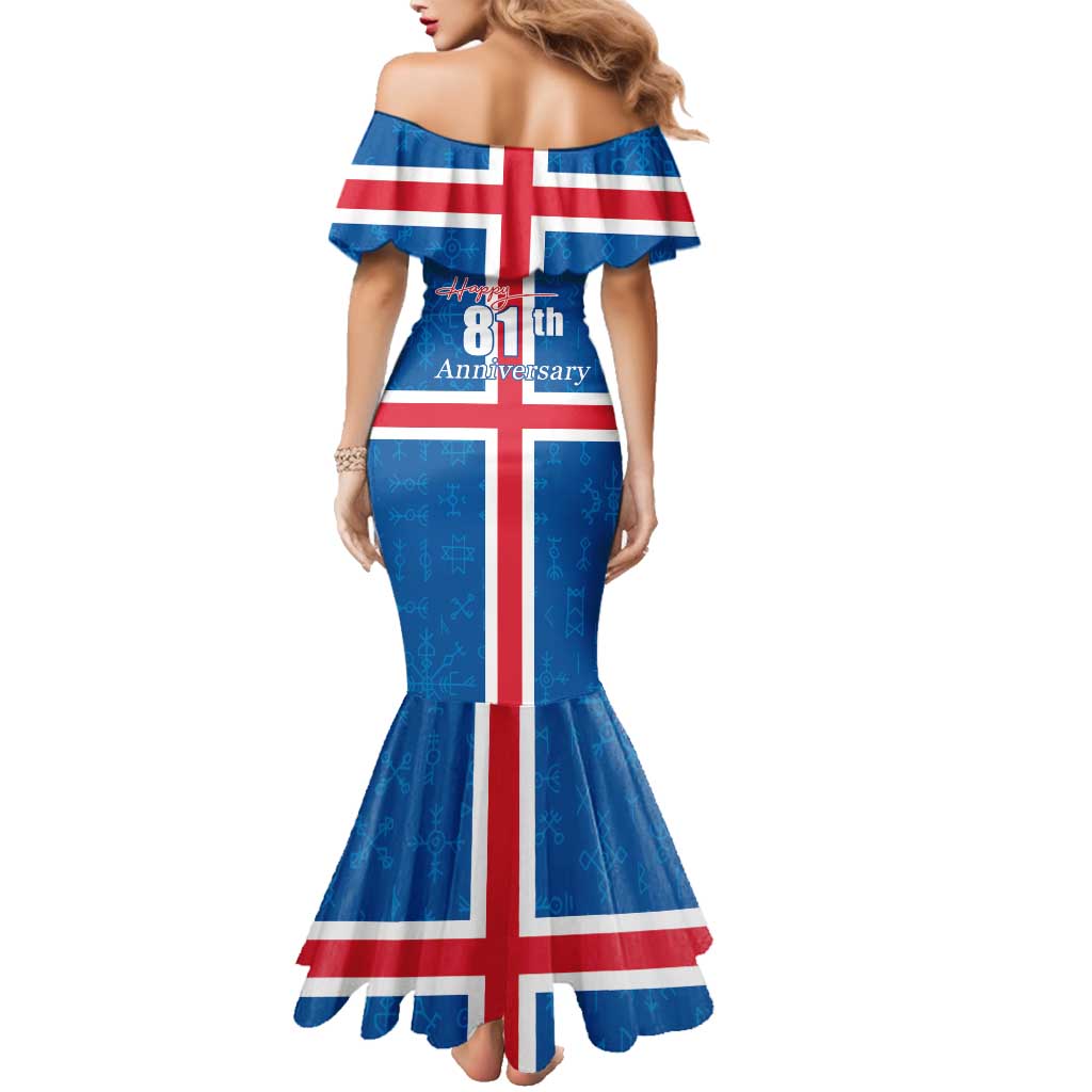 Iceland Icelandic National Day Family Matching Mermaid Dress and Hawaiian Shirt Happy 81th Anniversary