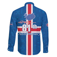 Iceland Icelandic National Day Family Matching Off The Shoulder Long Sleeve Dress and Hawaiian Shirt Happy 81th Anniversary