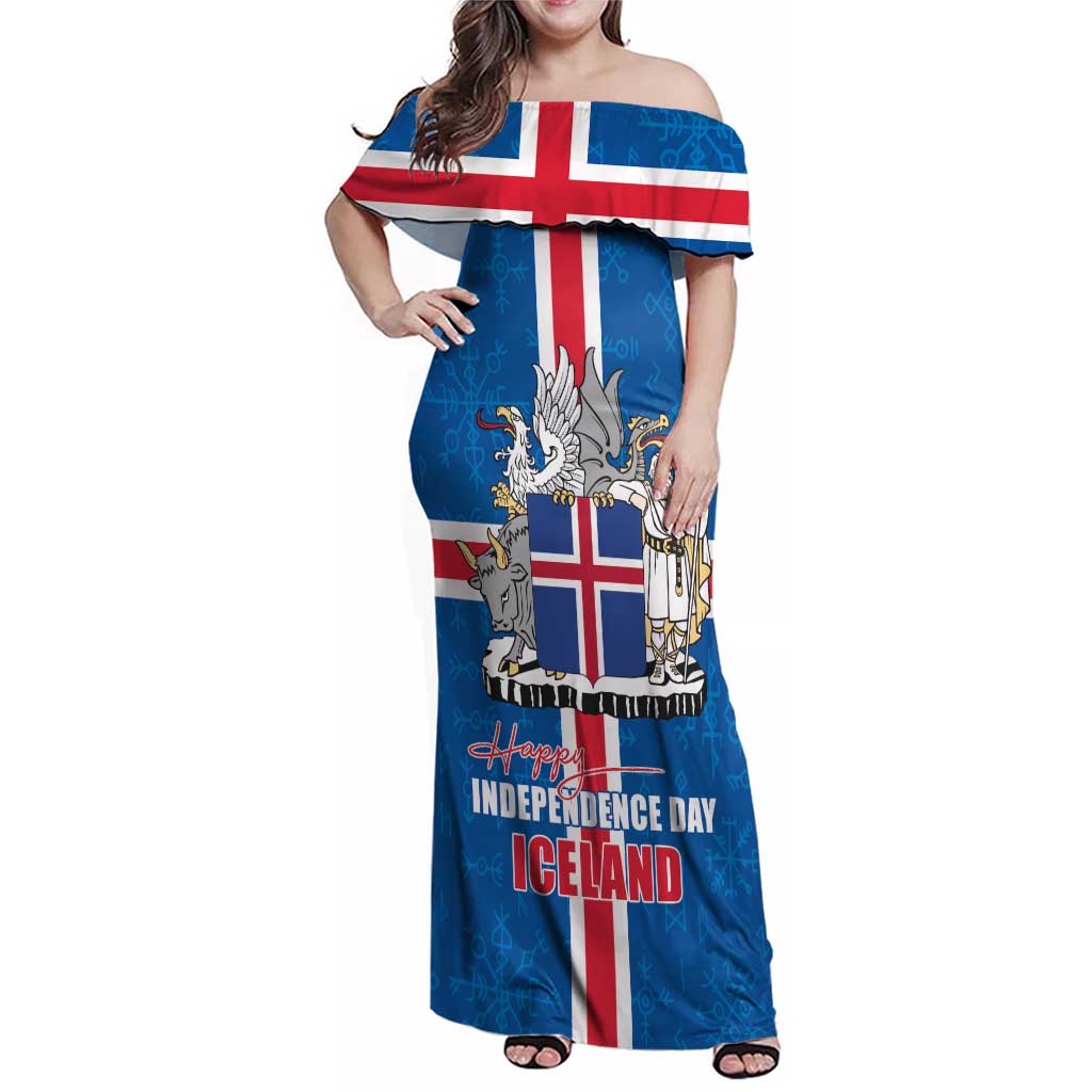 Iceland Icelandic National Day Family Matching Off Shoulder Maxi Dress and Hawaiian Shirt Happy 81th Anniversary