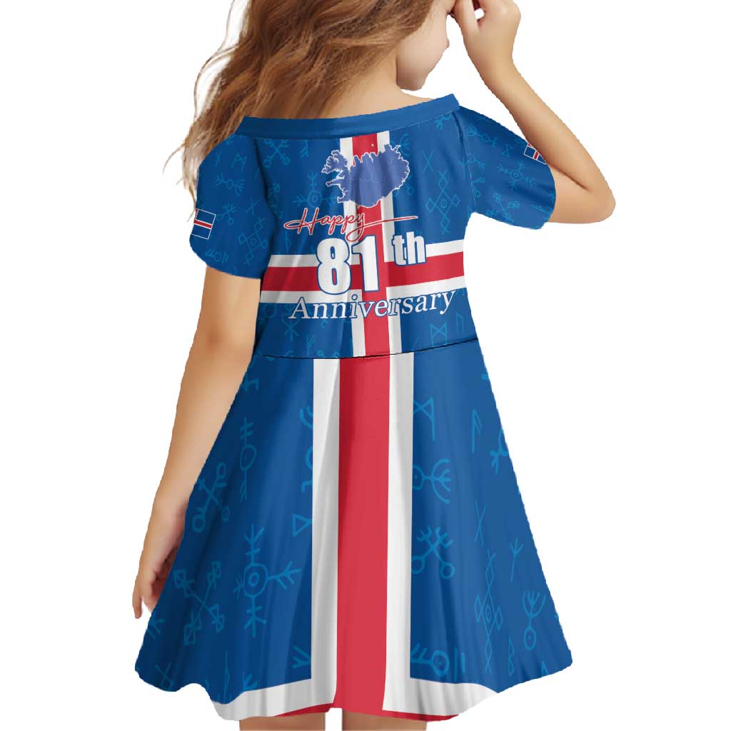 Iceland Icelandic National Day Family Matching Short Sleeve Bodycon Dress and Hawaiian Shirt Happy 81th Anniversary