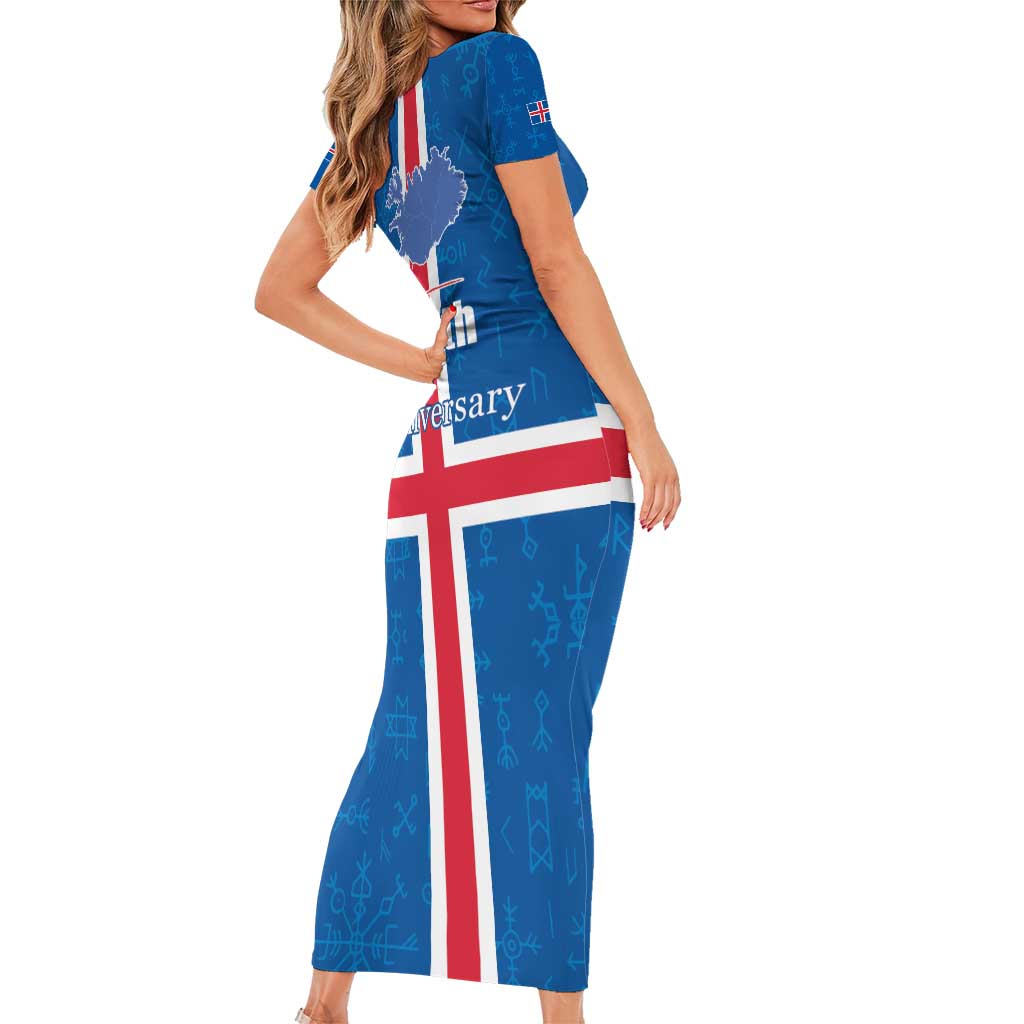 Iceland Icelandic National Day Family Matching Short Sleeve Bodycon Dress and Hawaiian Shirt Happy 81th Anniversary