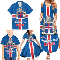 Iceland Icelandic National Day Family Matching Summer Maxi Dress and Hawaiian Shirt Happy 81th Anniversary