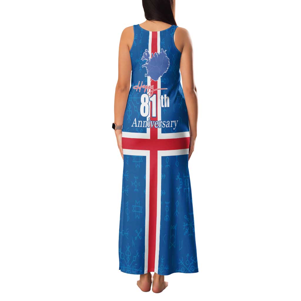 Iceland Icelandic National Day Family Matching Tank Maxi Dress and Hawaiian Shirt Happy 81th Anniversary