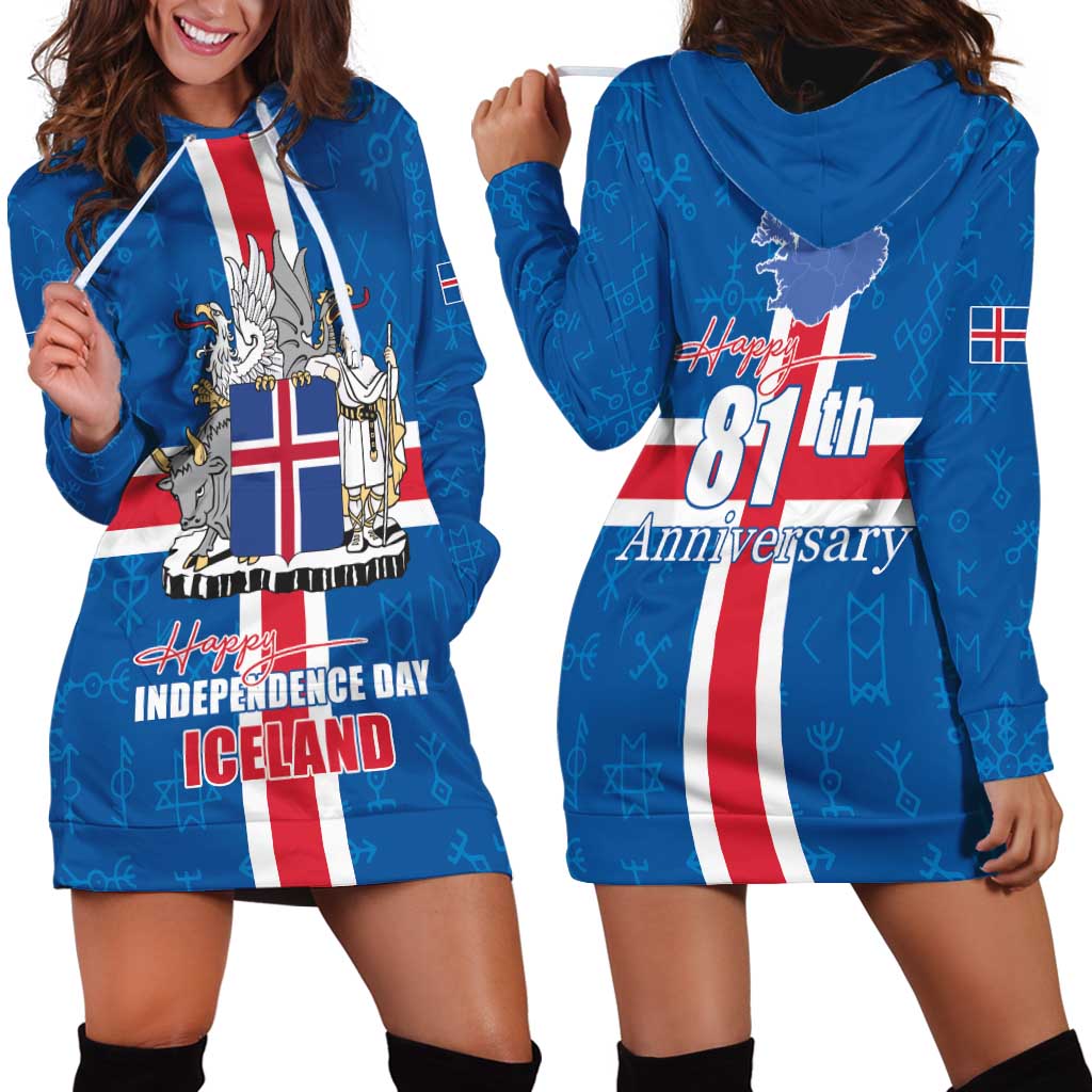 Iceland Icelandic National Day Hoodie Dress Happy 81th Anniversary