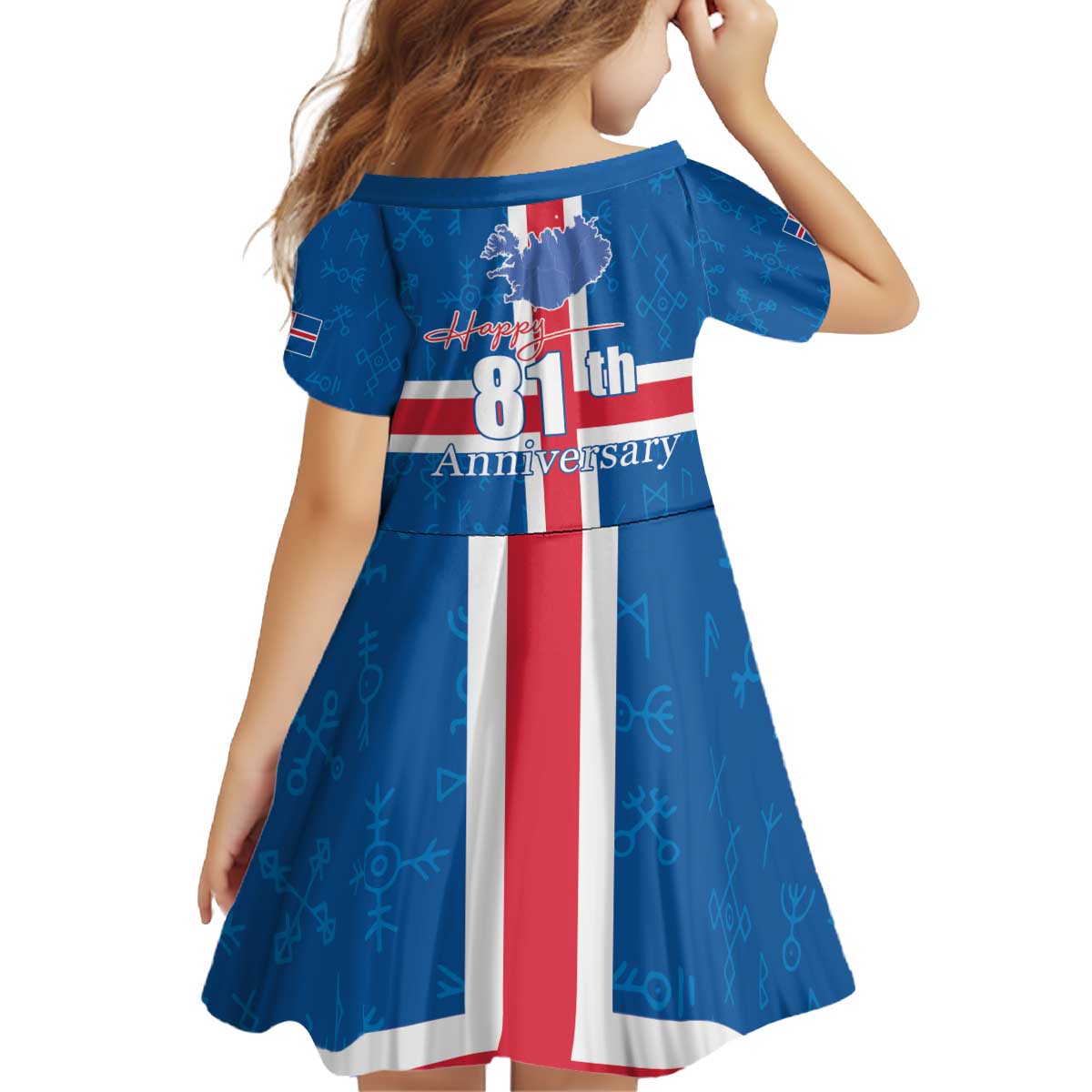 Iceland Icelandic National Day Kid Short Sleeve Dress Happy 81th Anniversary