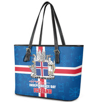 Iceland Icelandic National Day Leather Tote Bag Happy 81th Anniversary