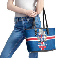 Iceland Icelandic National Day Leather Tote Bag Happy 81th Anniversary