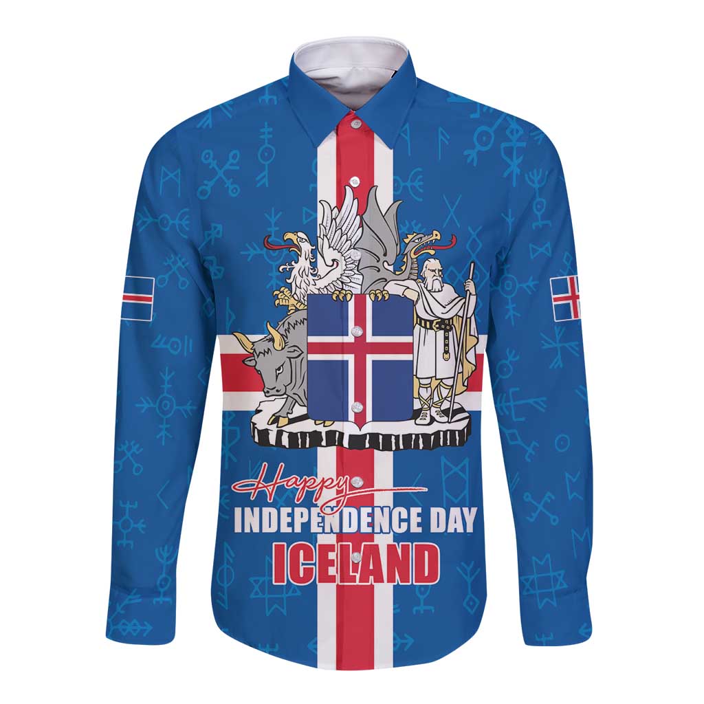 Iceland Icelandic National Day Long Sleeve Button Shirt Happy 81th Anniversary