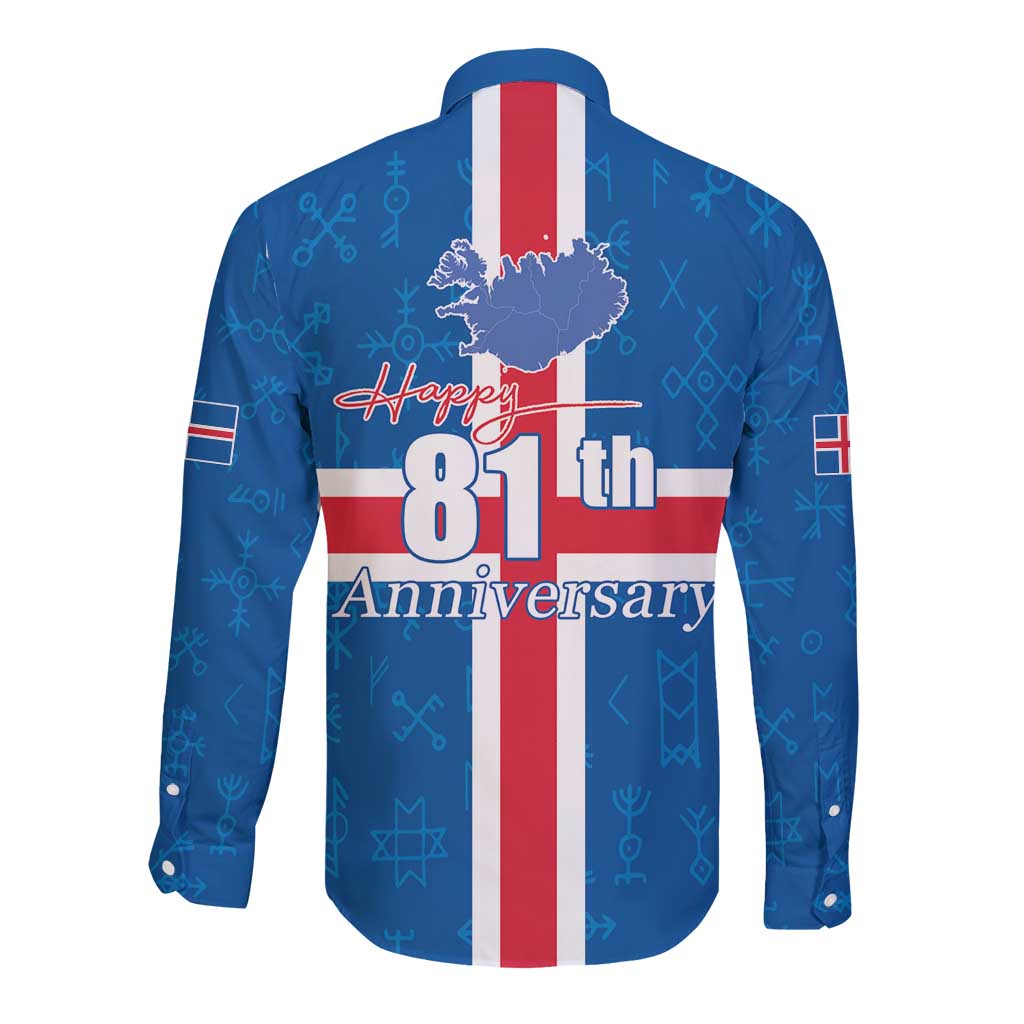 Iceland Icelandic National Day Long Sleeve Button Shirt Happy 81th Anniversary