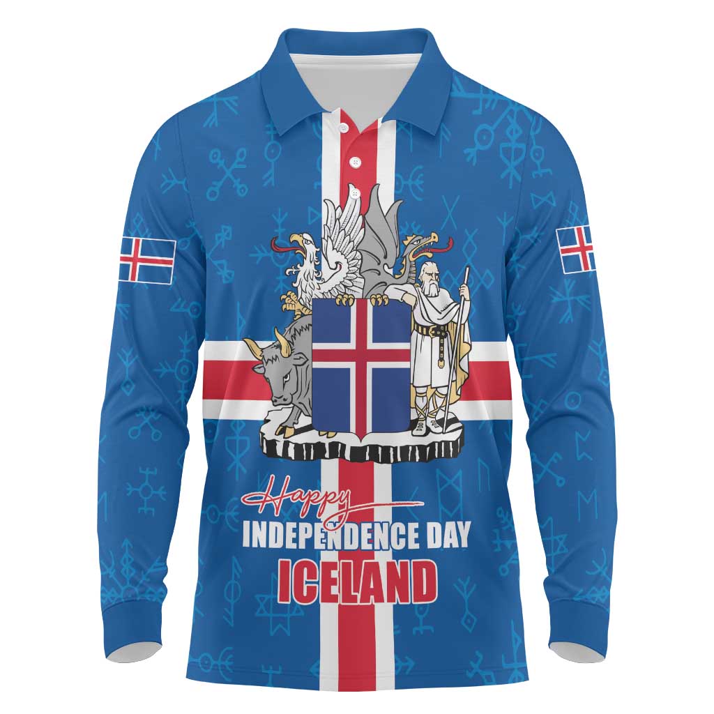 Iceland Icelandic National Day Long Sleeve Polo Shirt Happy 81th Anniversary