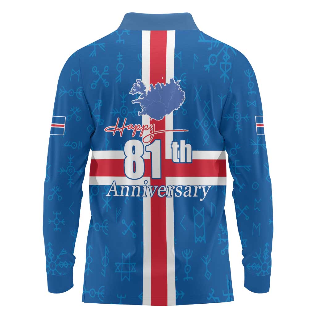 Iceland Icelandic National Day Long Sleeve Polo Shirt Happy 81th Anniversary