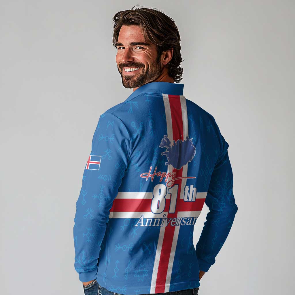 Iceland Icelandic National Day Long Sleeve Polo Shirt Happy 81th Anniversary