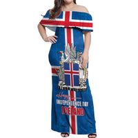 Iceland Icelandic National Day Off Shoulder Maxi Dress Happy 81th Anniversary