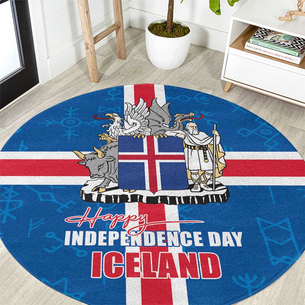Iceland Icelandic National Day Round Carpet Happy 81th Anniversary