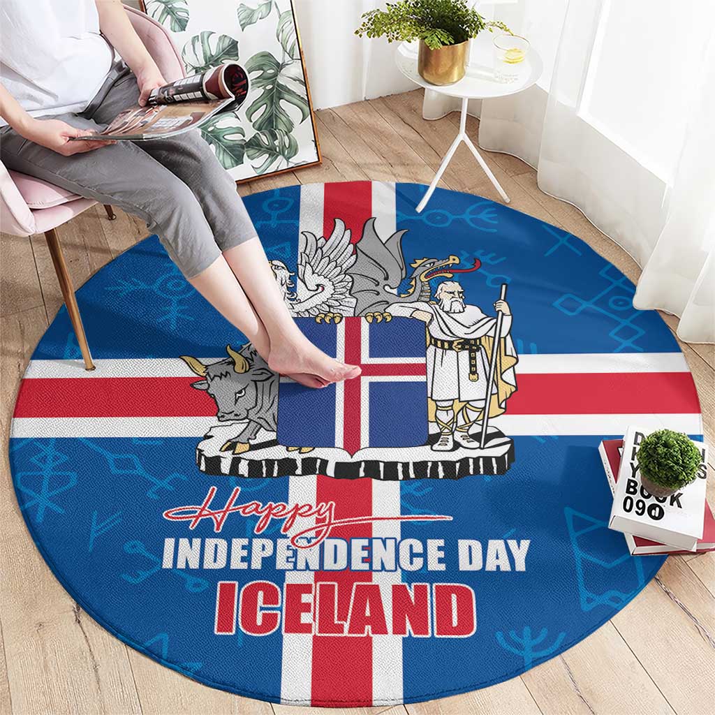 Iceland Icelandic National Day Round Carpet Happy 81th Anniversary