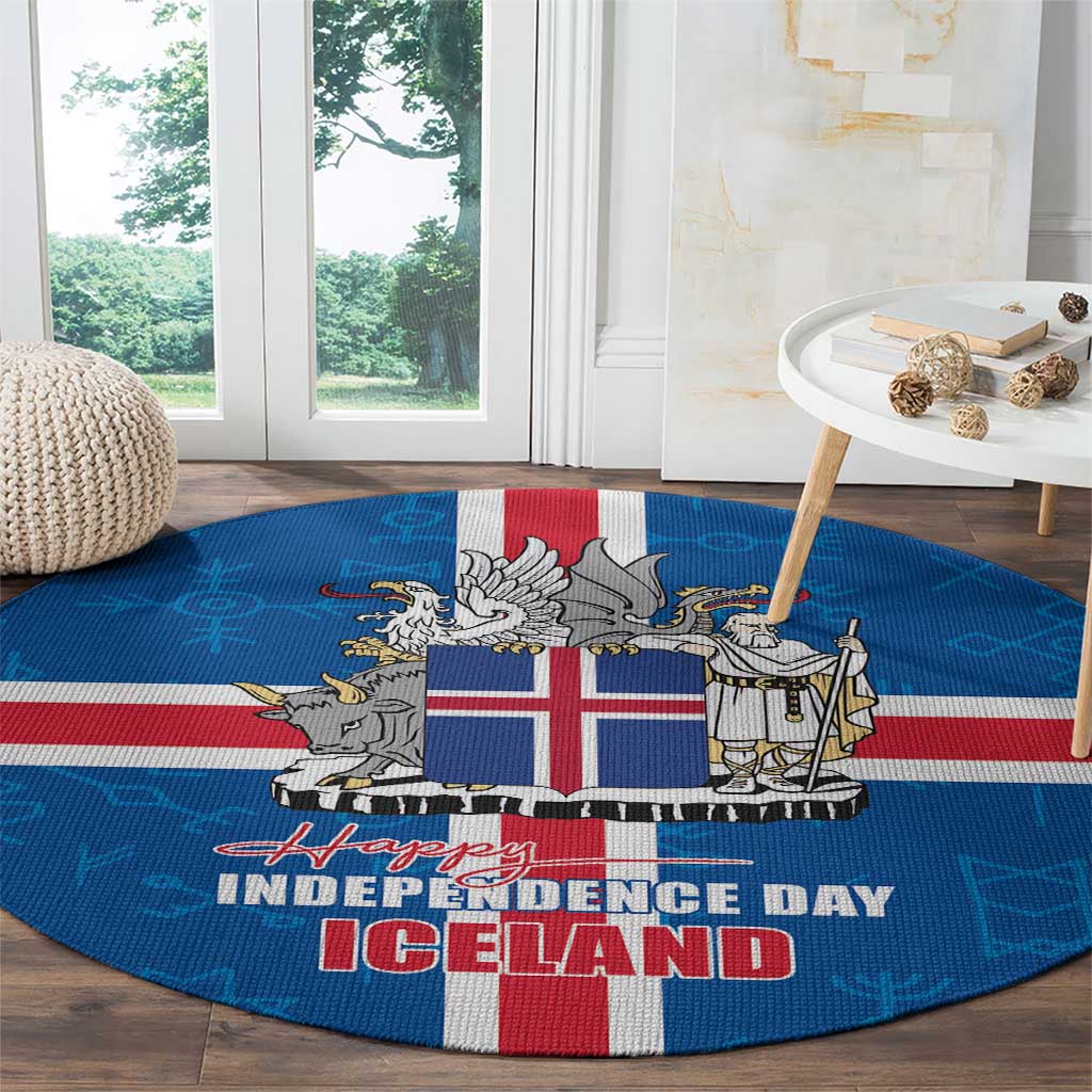 Iceland Icelandic National Day Round Carpet Happy 81th Anniversary