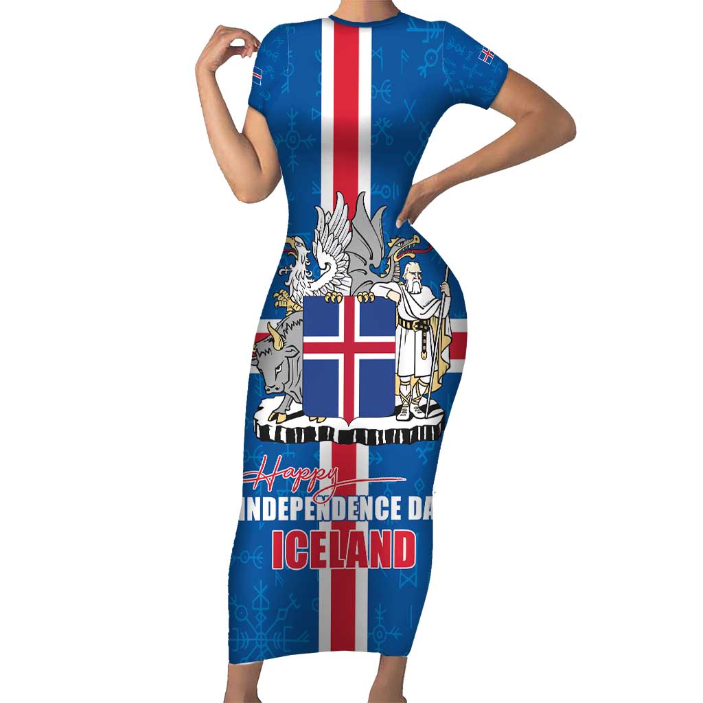 Iceland Icelandic National Day Short Sleeve Bodycon Dress Happy 81th Anniversary